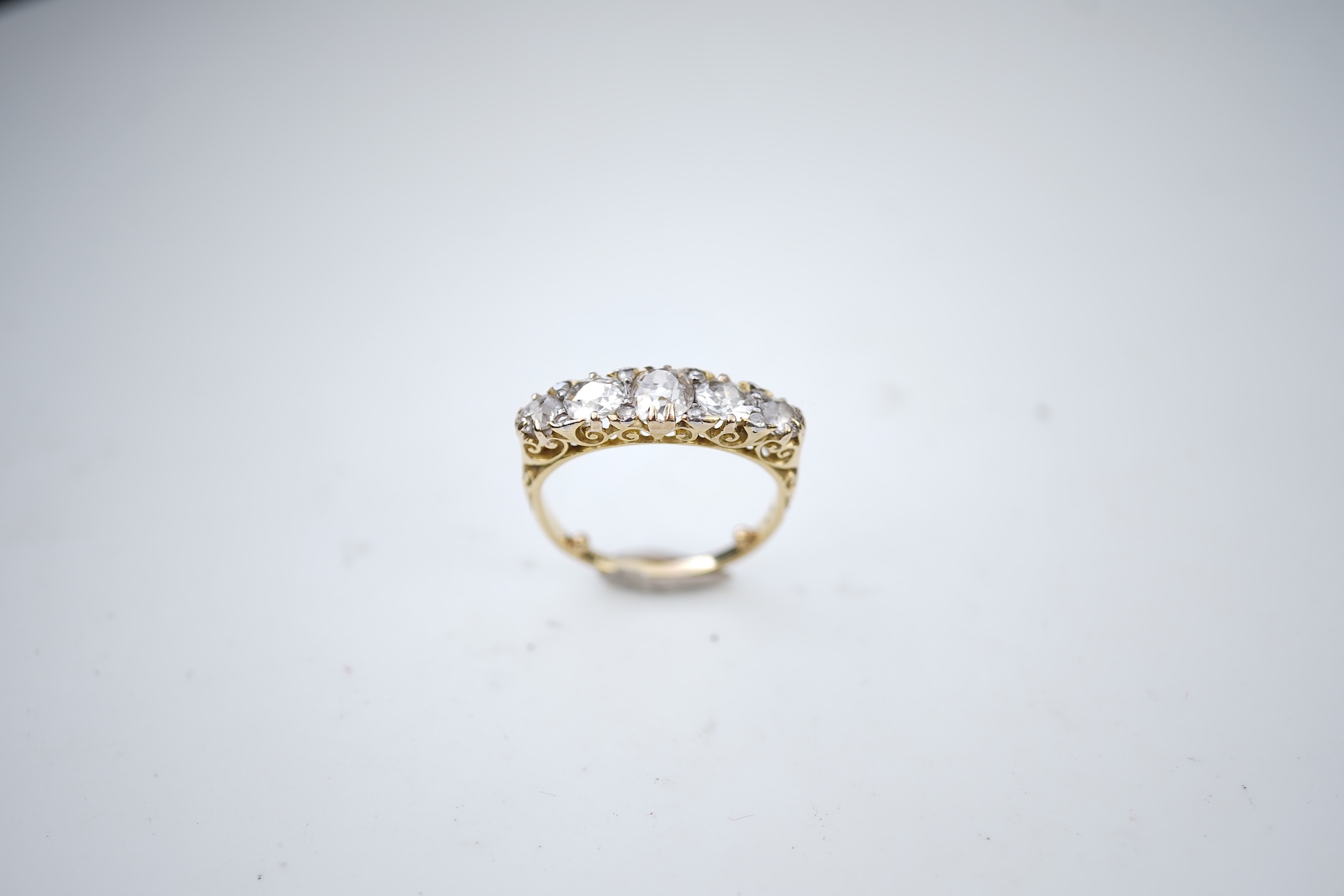 A Victorian five-stone diamond ring, late 19th century